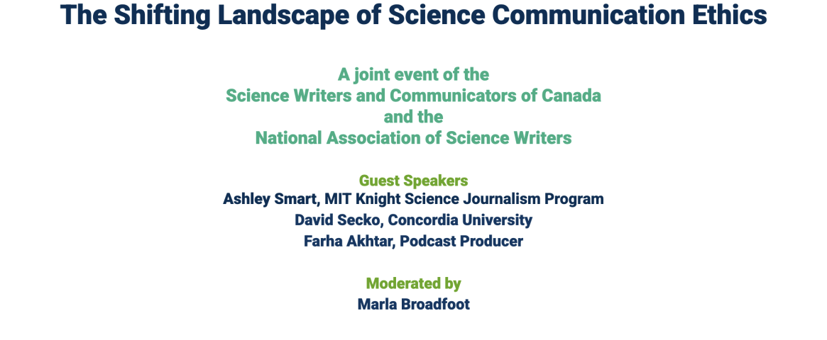 A slide showing the speakers' names for the June 2 event. Names are also listed in the body of the article text.