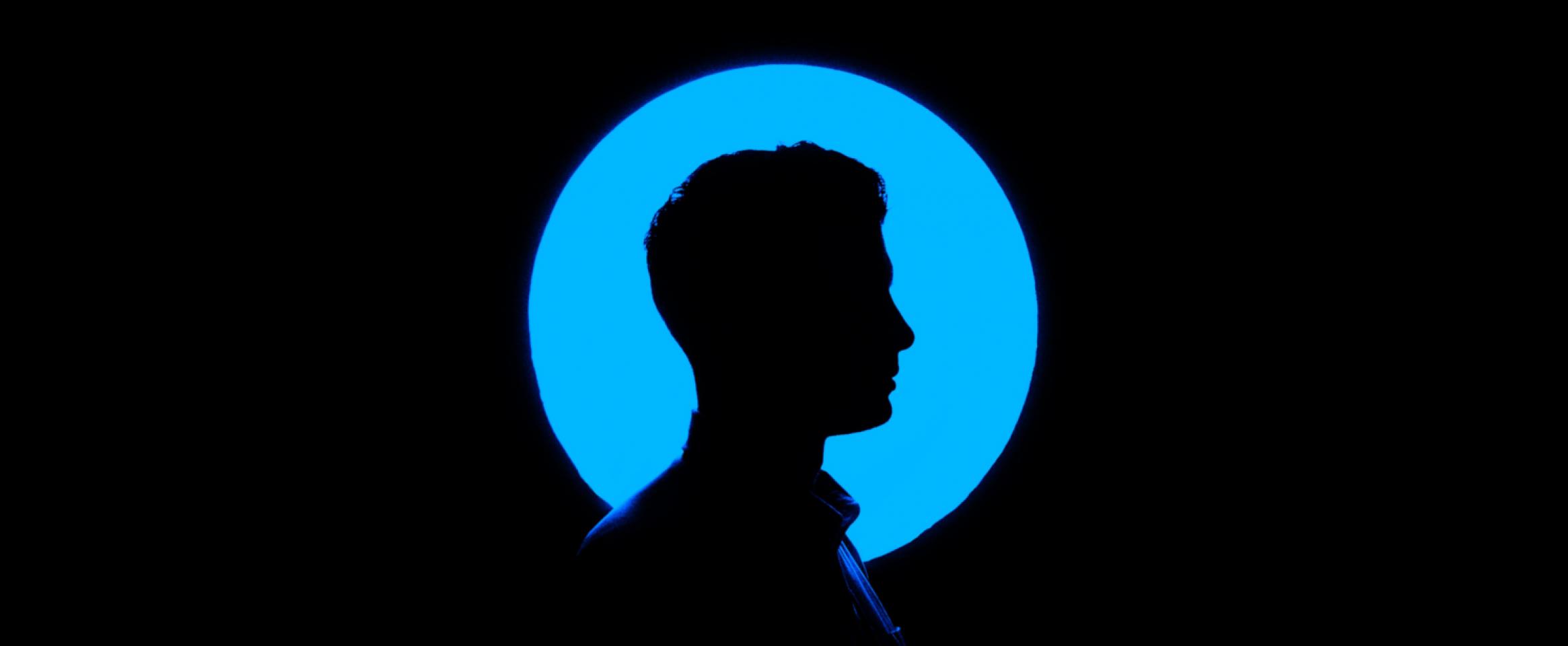 Head profile in silhouette