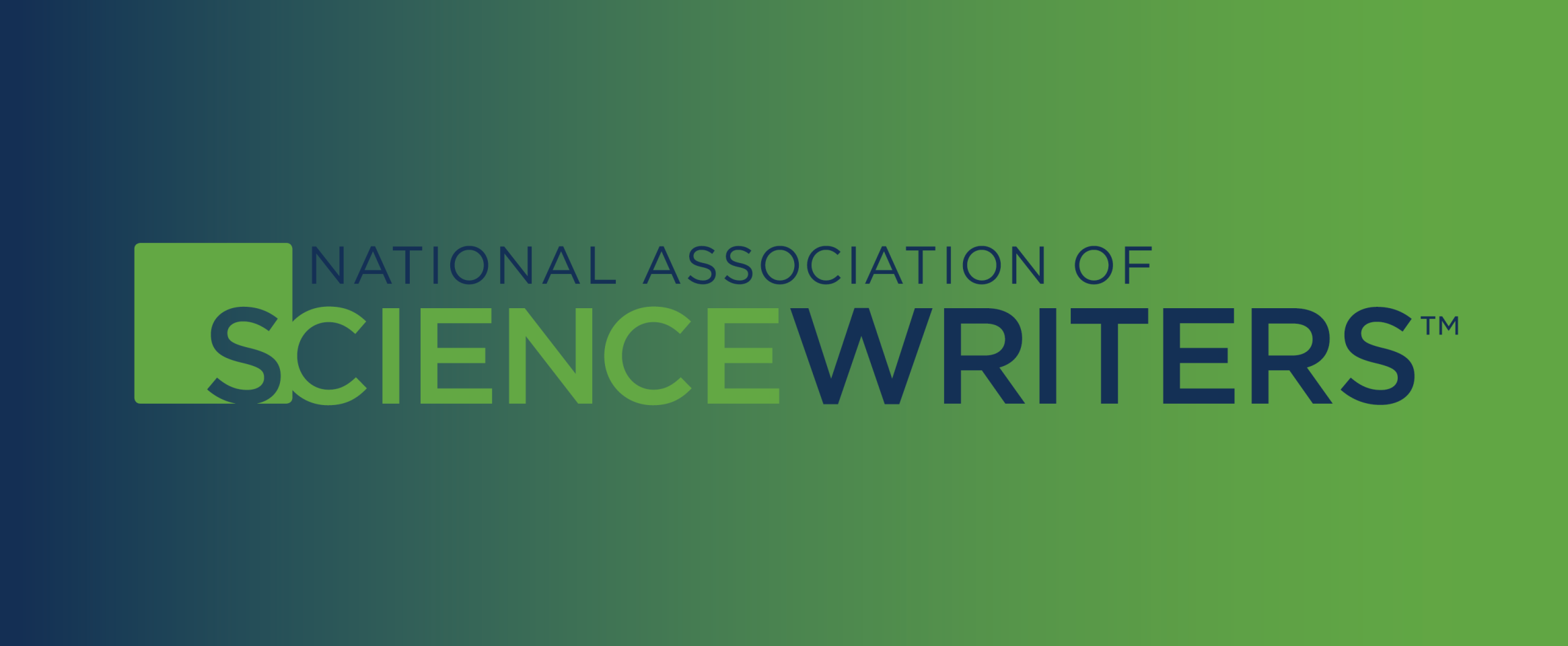 Logomark of the National Association of Science Writers against a contrasting horizontal gradient background