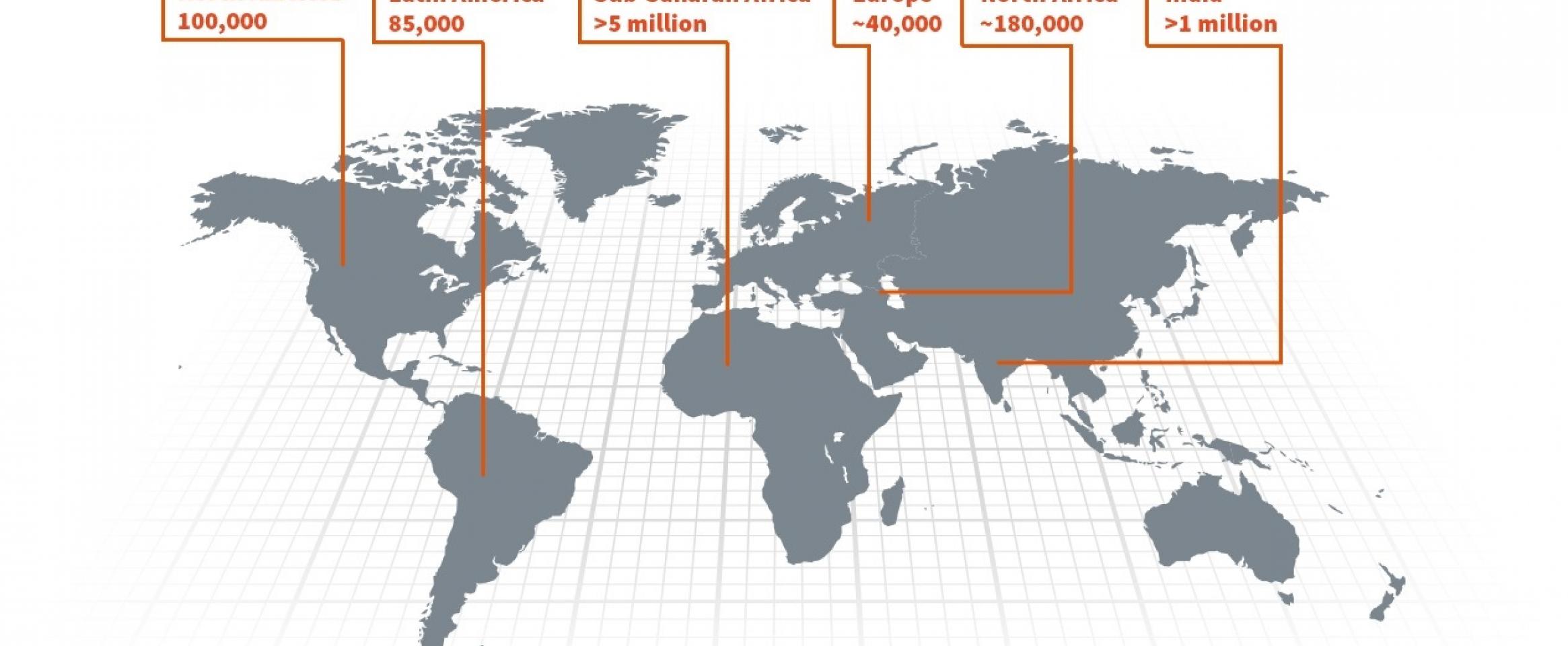 World map of SCD occurence