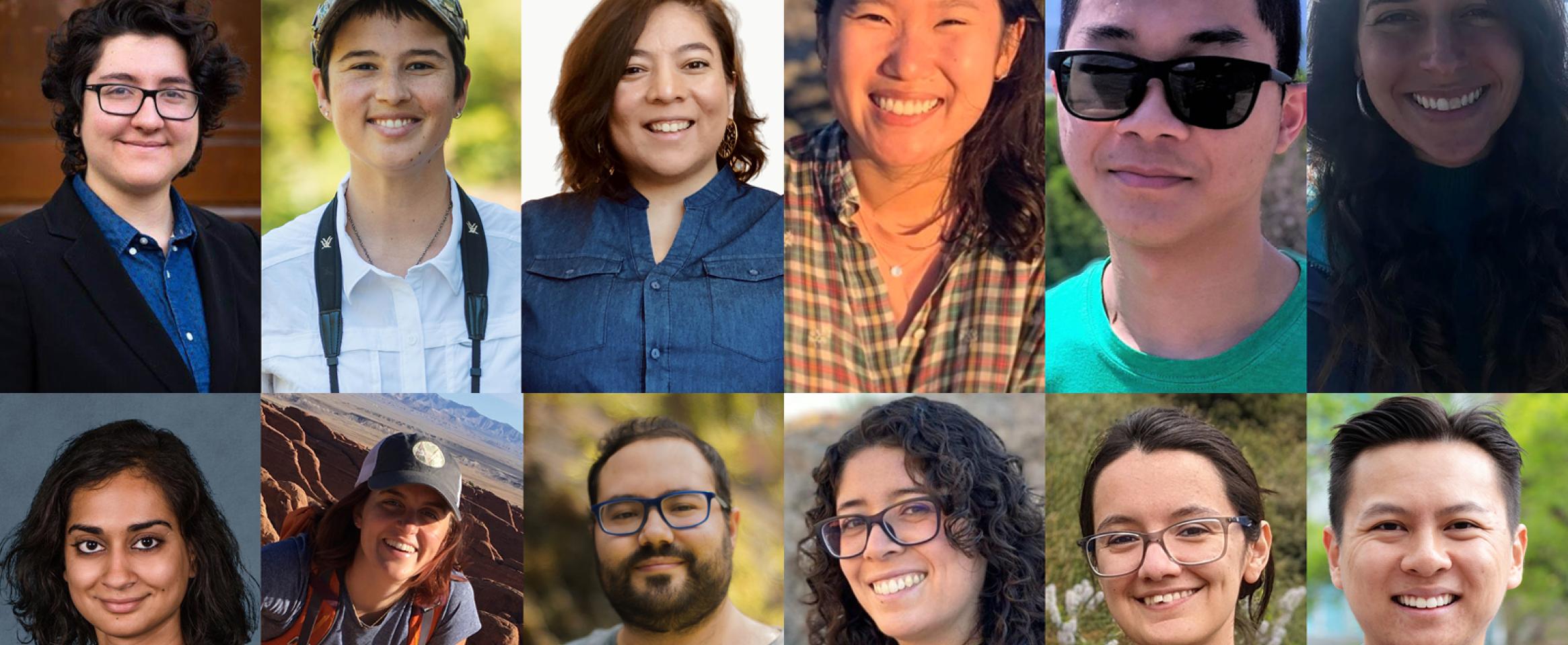 Collage of 12 headshot photos with 4 recent cohorts of N A S W Diversity Summer Fellows, with different genders and hair styles represented.