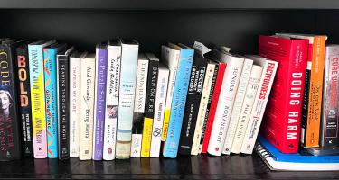 Photo was taken at the home of Ryan Prior. It shows his bookshelf of works that informed and inspired him as as he wrote "The Long Haul"