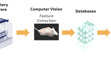 Cartoon workflow for PsychoGenics’ AI-powered SmartCube platform used to discover Ulotaront.