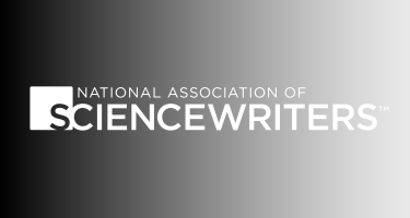 Logomark of the National Association of Science Writers against a contrasting horizontal gradient background