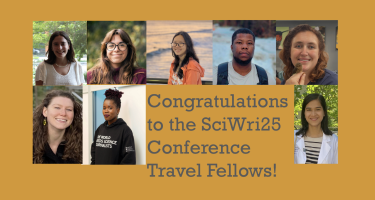 A photo collage of the travel grant recipients for ScienceWriters2025