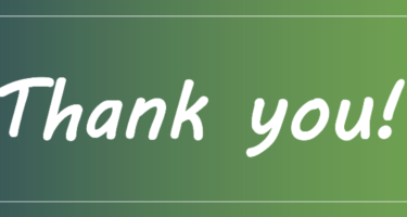 A green background with the words "Thank you!" in white