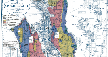 Redlining in cities like Seattle has forced historically disadvantaged groups to experience disproportionately harsh conditions — e.g. less urban tree canopy, fewer parks, and underfunded schools. Through the C-JUSTICE curriculum, community college students of different majors engage with these kinds of issues. Credit: Mapping Inequality