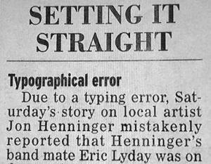 Newspaper correction clipping
