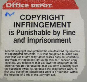 Copyright warning sticker