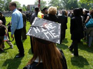 "Hire me" on mortarboard "Hire me" on mortarboard