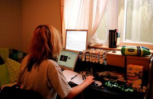 Writer at desk