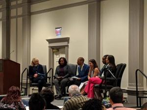 A photo of the panel at the ScienceWriters19 plenary session