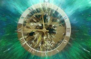 Stylized clock in space