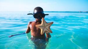 Snorkeler at Caye Caulker, Belize