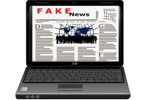 Fake news on laptop