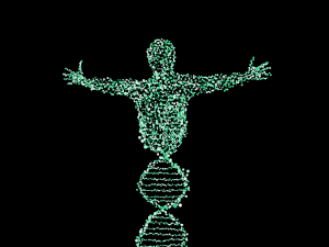 Art of DNA strands turning into a person