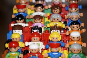 Crowd of toy figures
