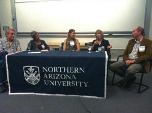 Left to right: Gary Taubes, Jeanne Lenzer, Christie<br>Aschwanden, Jennifer Kahn, Brian Vastag