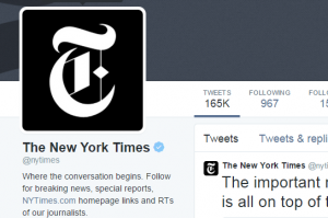 New York Times Twitter page