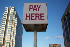 "Pay here" sign