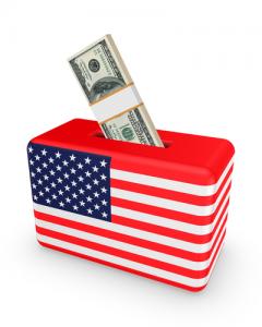 Money and flag image via Shutterstock