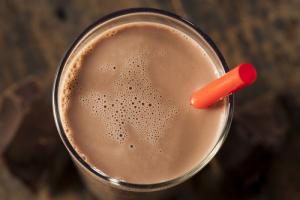 Glass of chocolate milk, image via Shutterstock