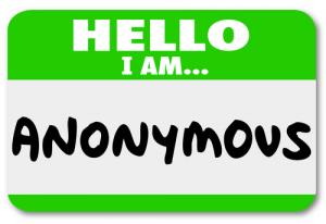 Anonymous name tag image via Shutterstock