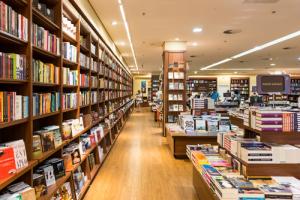 Bookstore shelves image via Shutterstock