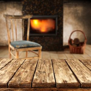 Chair and fireplace image via Shutterstock