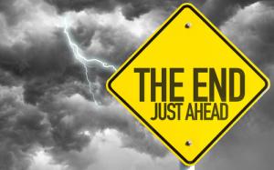 "The End" sign, image via Shutterstock