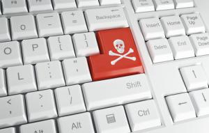 Piracy symbol on keyboard image via Shutterstock