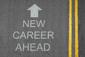 "New career ahead" sign image via Shutterstock
