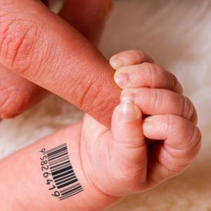 Barcoded baby image via Shutterstock