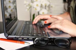 Woman using laptop