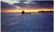 Ice Fishing at Sunset
